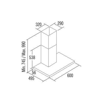 CATA Hood | SYGMA 6010 X | Wall mounted | Energy efficiency class A | Width 70 cm | 802 m³ / h | Electronic | LED | Grey
