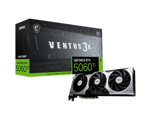 MSI GeForce RTX 5060 Ti 16G VENTUS 3X OC | NVIDIA | 16 GB | GeForce RTX 5060 Ti | GDDR7 | HDMI ports quantity 1 | PCI Express Gen 5 x16 (uses x8)