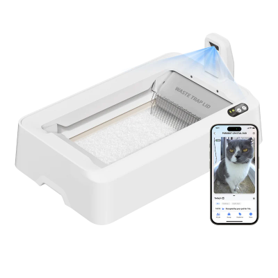 PETKIT Purobot Crystal Duo with Camera Self-Cleaning Cat Litter Box | White