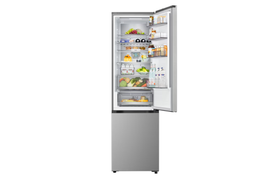 LG Refrigerator | GBBSJ10EPY | Energy efficiency class E | Free standing | Combi | Height 186 cm | No Frost system | Fridge net capacity 220 L | Freezer net capacity 113 L | Display | 35 dB | Prime Silver