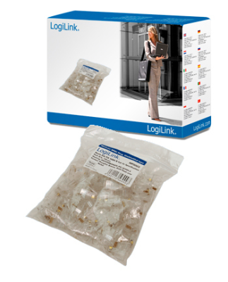 Logilink | MP0002 | CAT5e Modular PlugSuitable for 8P8C Round CablePlug unshieldedGold-plated contacts | Transparent
