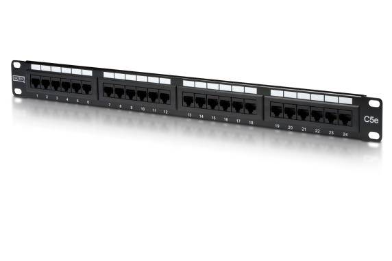 Digitus | Patch Panel | DN-91524U | Black | Category: CAT 5e; Ports: 24 x RJ45; Retention strength: 7.7 kg; Insertion force: 30N max | 48.2 x 4.4 x 10.9 cm