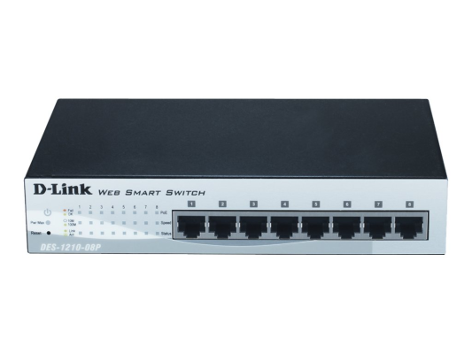 D-Link | Switch | DES-1210-08P | Web Management | Desktop | 10 / 100 Mbps (RJ-45) ports quantity 8 | Power over Ethernet (PoE) ports quantity 8 | Power supply type Single | 24 month(s)
