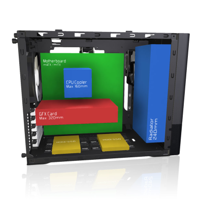 Fractal Design | NODE 804 | Side window | 2 - USB 3.0Audio in / outPower button with LED (white)HDD activity LED (white) | Black | Micro ATX | Power supply included No