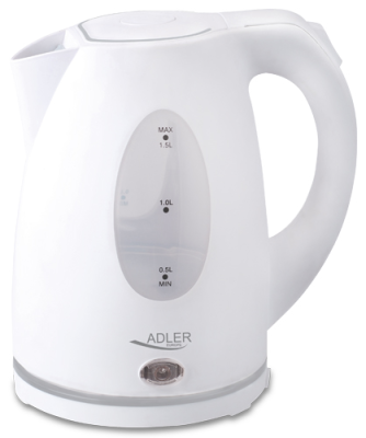 Adler | Kettle | AD 1207 | Standard | 2000 W | 1.5 L | Plastic | 360° rotational base | White