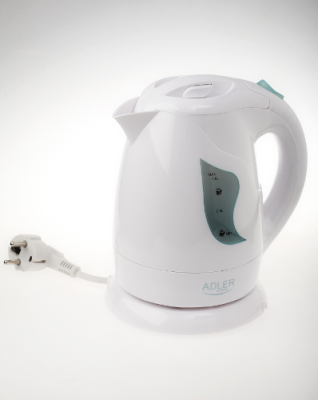 Adler | Kettle | AD 08 | Standard | 850 W | 1 L | Plastic | 360° rotational base | White