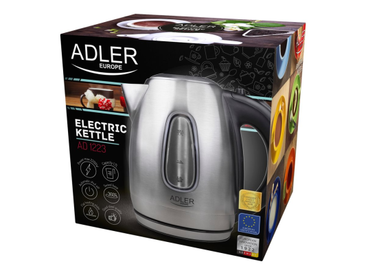 Adler | Kettle | AD 1223 | Standard | 2200 W | 1.7 L | Stainless steel | 360° rotational base | Stainless steel