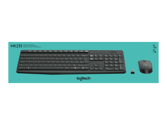 Logitech | MK235 | Keyboard and Mouse Set | Wireless | Mouse included | Batteries included | US | Black | 475 g