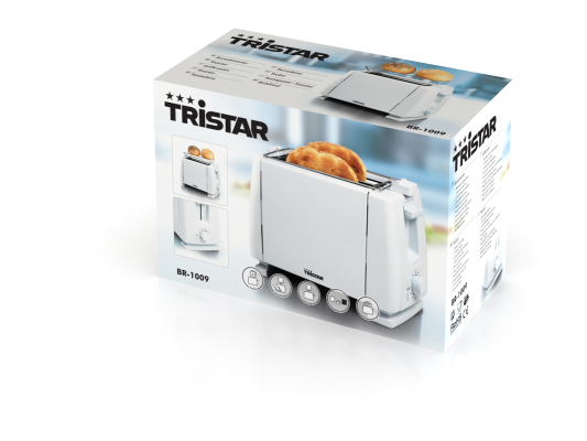 Toaster | Tristar | BR-1009 | Power 750 W | Number of slots 2 | Housing material Metal | White