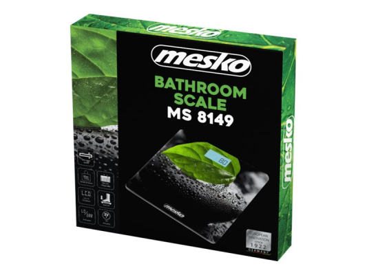 Mesko | Bathroom scales | MS 8149 | Maximum weight (capacity) 150 kg | Accuracy 100 g | Black / green
