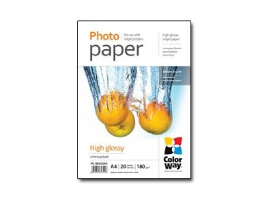 Photo Paper 20 pcs. | PG180020A4 | White | 180 g / m² | A4 | Glossy