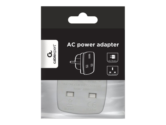 Gembird | AC power adapter, UK socket to EU Schuko plug, 7.5 A | Travel adapter
