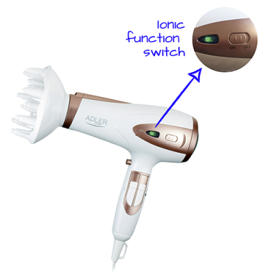 Adler | Hair Dryer | AD 2248 | 2400 W | Number of temperature settings 3 | Ionic function | Diffuser nozzle | White