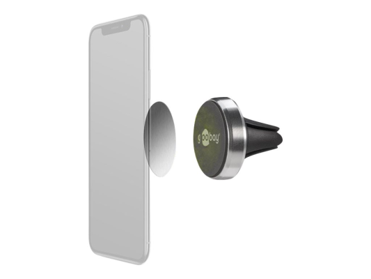 Goobay | Magnetic mount Metal Slim Design for smartphones (35mm) | 38685 | Black / Silver | Magnetic holder is suitable for almost every smartphone; Quick-Snap assembly technology for quick and easy use; Smart and almost invisible fastening option