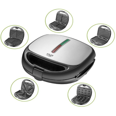 Adler | Sandwich maker | AD 3040 | Number of plates 5 | Multigrill | Number of pastry 2 | 1200 W | Ceramic coating | Black