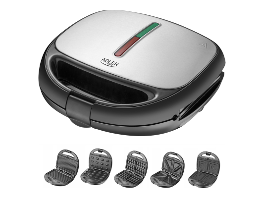 Adler | Sandwich maker | AD 3040 | Number of plates 5 | Multigrill | Number of pastry 2 | 1200 W | Ceramic coating | Black