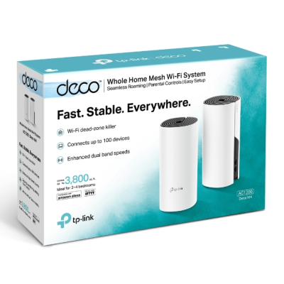 Whole Home Mesh WiFi System | Deco M4 (2-Pack) | 802.11ac | 300+867 Mbit / s | 10 / 100 / 1000 Mbit / s | Ethernet LAN (RJ-45) ports 2 | Mesh Support No | MU-MiMO Yes | No mobile broadband | Antenna type 2xInternal | No