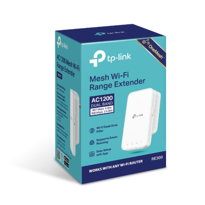 TP-LINK | Mesh Extender | RE300 | 802.11ac | 2.4GHz / 5GHz | 300+867 Mbit / s | Ethernet LAN (RJ-45) ports No | MU-MiMO No | no PoE | Antenna type 2xInternal