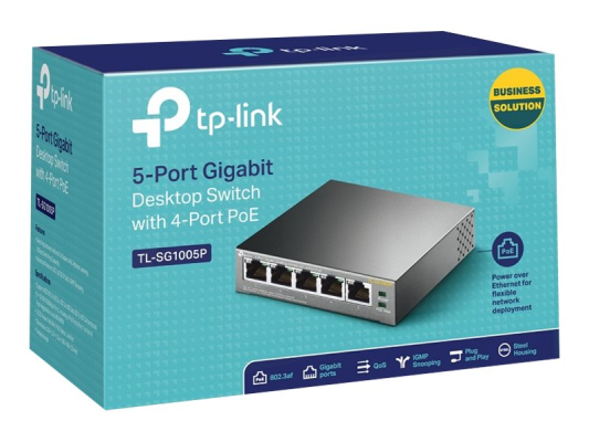 TP-LINK | Switch | TL-SG1005P | Unmanaged | Desktop | Gigabit Ethernet (copper) ports quantity 5 | Power over Ethernet (PoE) ports quantity 4 | Power supply type External | 36 month(s)