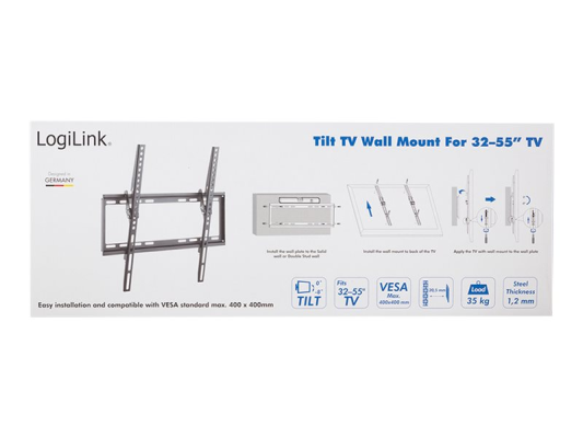 Logilink BP0037 TV Wall mount, 32"-55", tilt, small | Logilink | BP0037 TV Wall mount, 32"-55", tilt, small | 32–55 " | Maximum weight (capacity) 35 kg