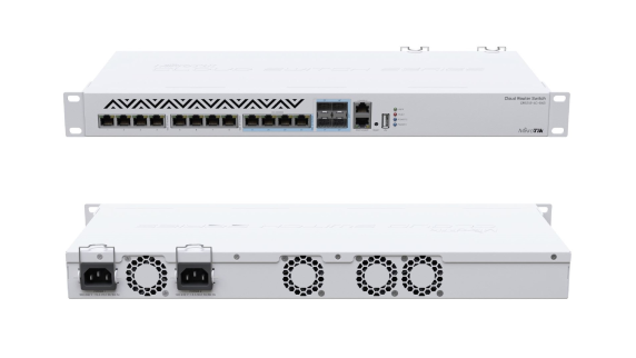 MikroTik Cloud Router Switch 312-4C+8XG-RM with RouterOS L5, 1U rackmount Enclosure