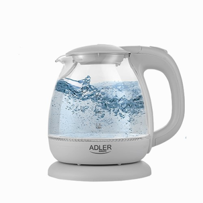 Adler | Kettle | AD 1283G | Standard | 1100 W | 1 L | Plastic / Glass | 360° rotational base | Grey