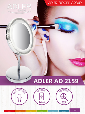 Adler | Mirror | AD 2159 | 15 cm | LED mirror | Chrome