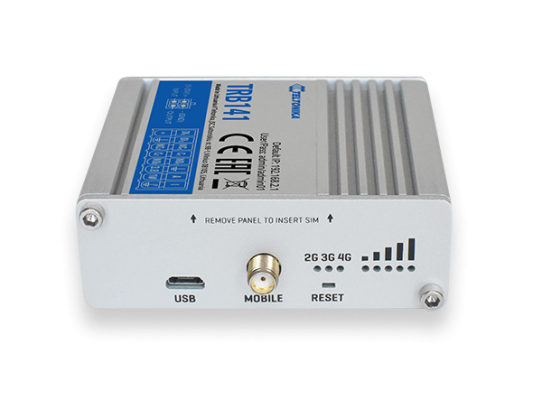 LTE Gateway | TRB141 | No Wi-Fi | Ethernet LAN (RJ-45) ports 0 | Mesh Support No | MU-MiMO No | 2G / 3G / 4G | Antenna type 1 x SMA for LTE | 1 x Virtual network interface via micro USB