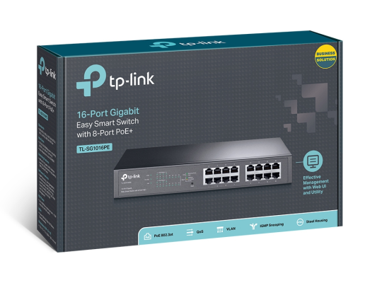 TP-LINK | Switch | TL-SG1016PE | Web Managed | Desktop / Rackmountable | Gigabit Ethernet (copper) ports quantity 16 | PoE+ ports quantity 8 | 36 month(s)