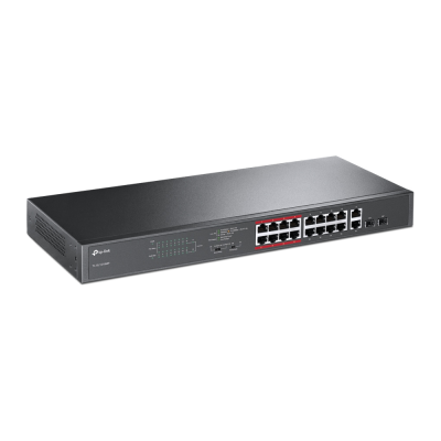 TP-LINK | Switch | TL-SL1218MP | Unmanaged | Rackmountable | 10 / 100 Mbps (RJ-45) ports quantity 16 | Gigabit Ethernet (copper) ports quantity 2 | PoE+ ports quantity 16 | 36 month(s)