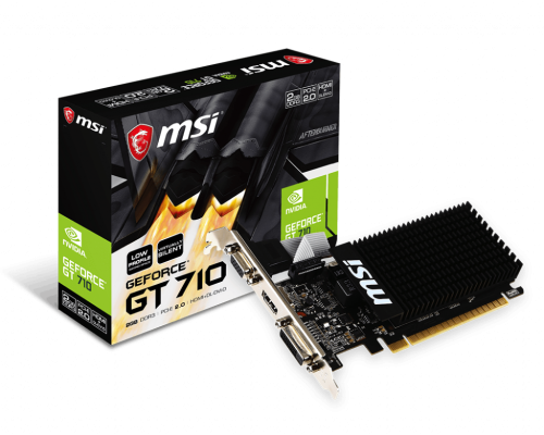 MSI | GT 710 2GD3H LP | NVIDIA | 2 GB | GeForce GT 710 | DDR3 | DVI-D ports quantity 1 | HDMI ports quantity 1 | PCI Express 2.0 x16 (uses x8) | Memory clock speed 1600 MHz | Processor frequency 954 MHz | VGA (D-Sub) ports quantity 1