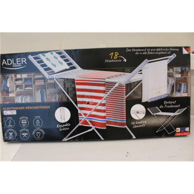 SALE OUT. Adler AD 7821 Foldable electric clothes drying rack, Silver / White | Adler Foldable electric clothes drying rack | AD 7821 | 220 W | Silver / White | DAMAGED PACKAGING, SCRATCHED PAINT