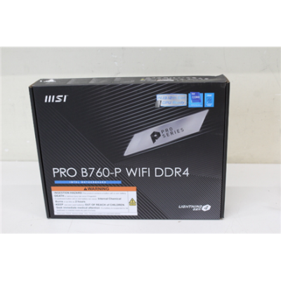 SALE OUT. MSI PRO B760-P WIFI DDR4 | MSI PRO B760-P WIFI DDR4 | Processor family Intel | Processor socket LGA1700 | DDR4 | Supported hard disk drive interfaces SATA, M.2 | Number of SATA connectors 4 | DAMAGED PACKAGING