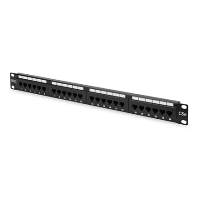 Digitus | Patch Panel | DN-91524U | Black | Category: CAT 5e; Ports: 24 x RJ45; Retention strength: 7.7 kg; Insertion force: 30N max | 48.2 x 4.4 x 10.9 cm