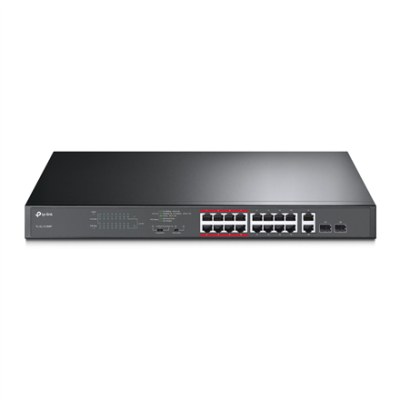 TP-LINK | Switch | TL-SL1218MP | Unmanaged | Rackmountable | 10 / 100 Mbps (RJ-45) ports quantity 16 | Gigabit Ethernet (copper) ports quantity 2 | PoE+ ports quantity 16 | 36 month(s)