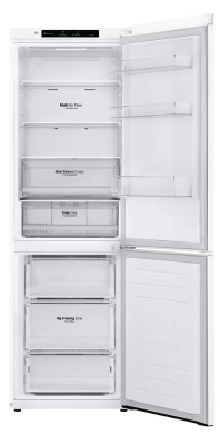 LG | Refrigerator | GBB61SWJMN | Energy efficiency class E | Free standing | Combi | Height 186 cm | No Frost system | Fridge net capacity 234 L | Freezer net capacity 107 L | Display | 36 dB | White