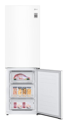 LG | Refrigerator | GBB61SWJMN | Energy efficiency class E | Free standing | Combi | Height 186 cm | No Frost system | Fridge net capacity 234 L | Freezer net capacity 107 L | Display | 36 dB | White