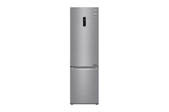 LG | Refrigerator | GBB72PZDMN | Energy efficiency class E | Free standing | Combi | Height 203 cm | No Frost system | Fridge net capacity 277 L | Freezer net capacity 107 L | Display | 36 dB | Silver