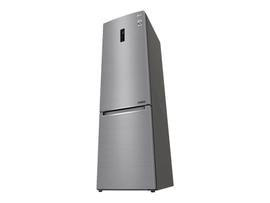 LG | Refrigerator | GBB72PZDMN | Energy efficiency class E | Free standing | Combi | Height 203 cm | No Frost system | Fridge net capacity 277 L | Freezer net capacity 107 L | Display | 36 dB | Silver