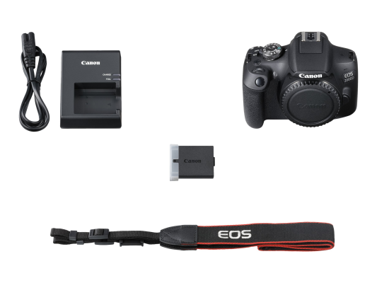 Canon | EOS 2000D 18-55 IS + LP-E10 EU26 | SLR camera | Megapixel 24.1 MP | Optical zoom 3 x | Image stabilizer | ISO sensitivity (max) 12800 | Display diagonal 3.0 " | Wi-Fi | Automatic, manual | Frame rate 30 fps | CMOS | Black