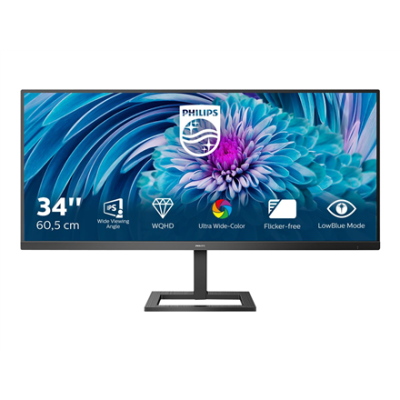Philips | UltraWide LCD monitor | 345E2AE | 34 " | IPS | WQHD | 21:9 | 75 Hz | 4 ms | 3440 x 1440 pixels | 300 cd / m² | HDMI ports quantity 2 | Black