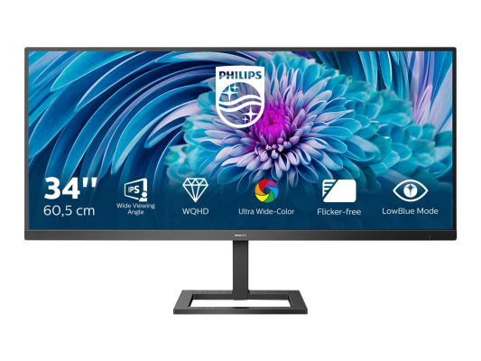 Philips | UltraWide LCD monitor | 345E2AE | 34 " | IPS | WQHD | 21:9 | 75 Hz | 4 ms | 3440 x 1440 pixels | 300 cd / m² | HDMI ports quantity 2 | Black