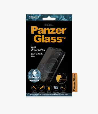 PanzerGlass | Apple | For iPhone 12 / 12 Pro | Glass | Black | 100% touch; The coating is non-toxic | Case Friendly