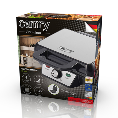 Camry | Waffle Maker | CR 3046 | 1600 W | Number of pastry 2 | Belgium | Black / Stainless Steel