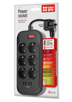 ColorWay | 10 A | Power Socket | CW-CHE64B | 17 W