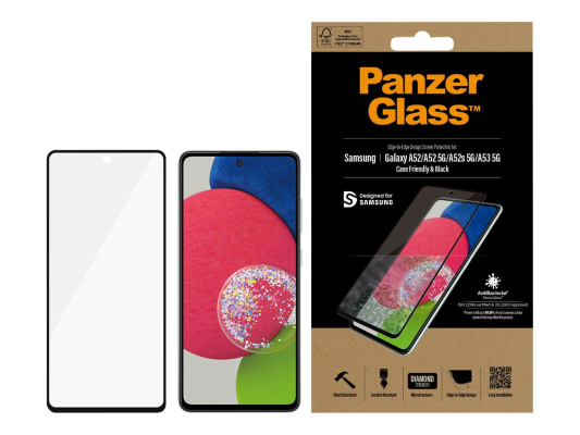 PanzerGlass | Samsung | Galaxy A52 | Black / Transparent | Antifingerprint screen protector