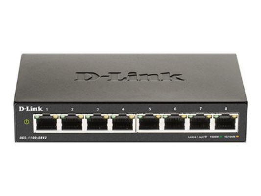 D-Link | Smart Gigabit Ethernet Switch | DGS-1100-08V2 | Managed | Desktop | Power supply type External | 24 month(s)