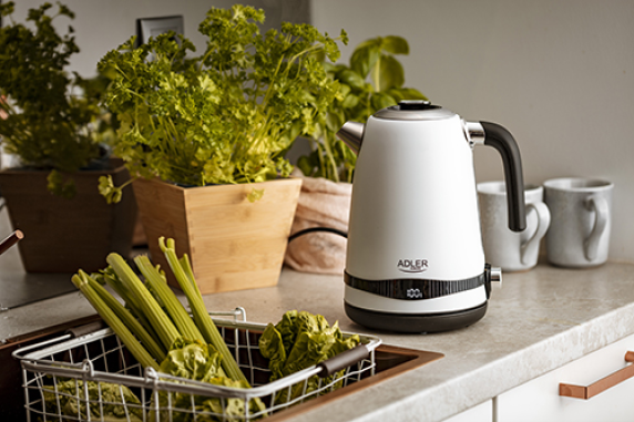 Adler | Kettle | AD 1295w | Electric | 2200 W | 1.7 L | Stainless steel | 360° rotational base | White
