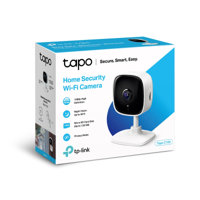 TP-LINK | Home Security Wi-Fi Camera | Tapo C100 | Cube | 3.3mm / F / 2.0 | Privacy Mode, Sound and Light Alarm, Motion Detection and Notifications | H.264 | Micro SD, Max. 128 GB