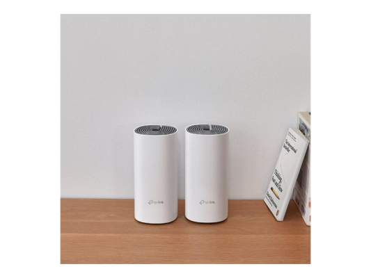 C1200 Whole Home Mesh Wi-Fi System | Deco E4 (2-pack) | 802.11ac | 867+300 Mbit / s | 10 / 100 Mbit / s | Ethernet LAN (RJ-45) ports 2 | Mesh Support Yes | MU-MiMO Yes | No mobile broadband | Antenna type 2xInternal